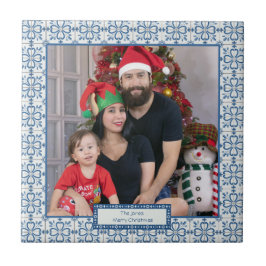 Azulejo Navidades grill y flores pétalos marco