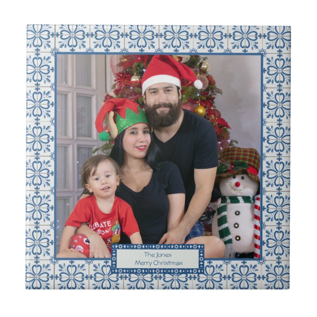 Azulejo Navidades grill y flores pétalos marco (Frente)