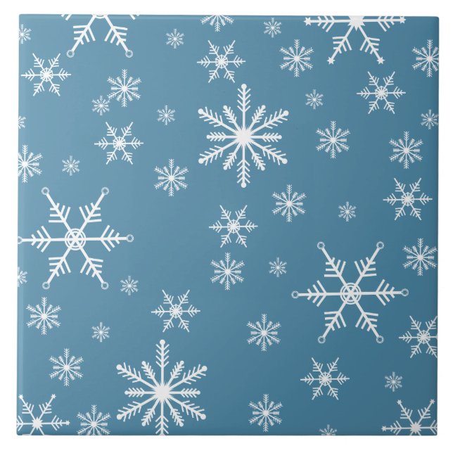Azulejo Navidades Hacen Snowflake Con El Azul (Frente)