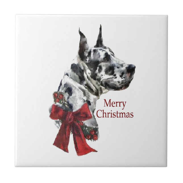 Azulejo Navidades Harlequin Great Dane (Frente)