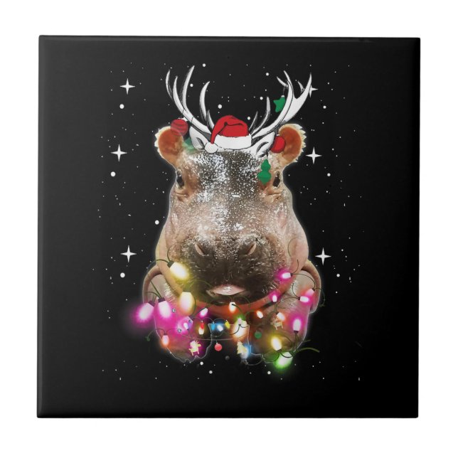 Azulejo Navidades Iluminan Hippo Fiona Hippopótamo Lover (Frente)