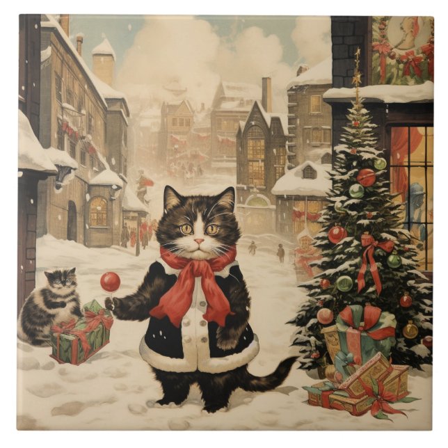 Azulejo Navidades Kitty, Día de las Nieves (Frente)
