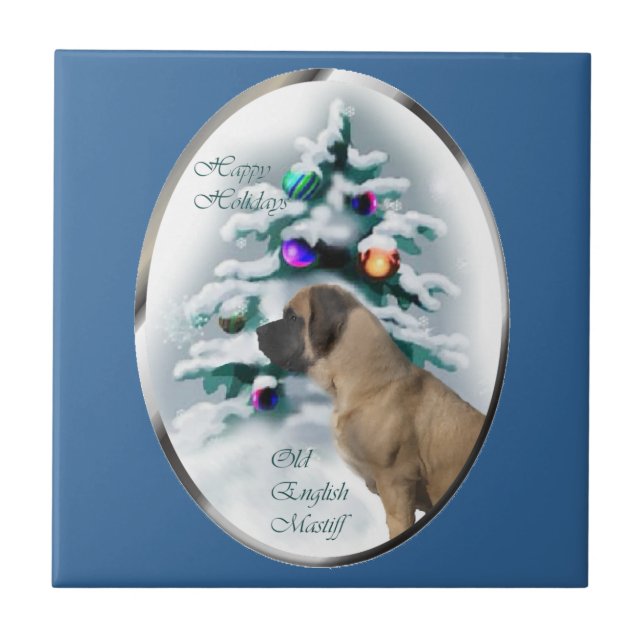 Azulejo Navidades Mastiff de Inglaterra (Frente)