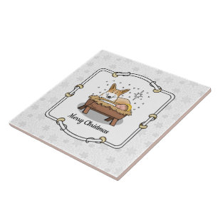Azulejo Navidades Natividad Pembroke Welsh Corgi (rojo1) D