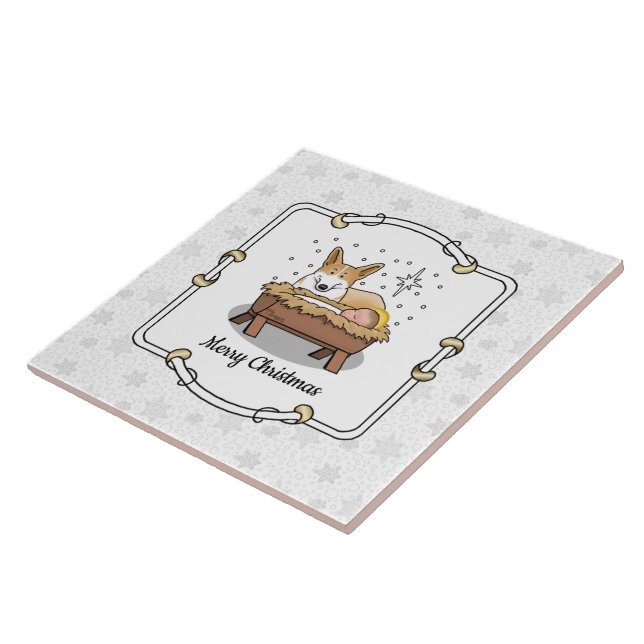 Azulejo Navidades Natividad Pembroke Welsh Corgi (rojo1) D (Lado)