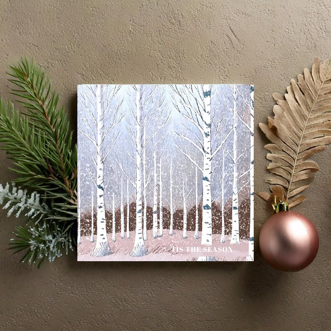 Azulejo Navidades nevados de árboles birch Dusty Blue ID10 (Subido por el creador)