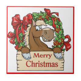 Azulejo Navidades occidentales Caballo con Rótulo de guirn