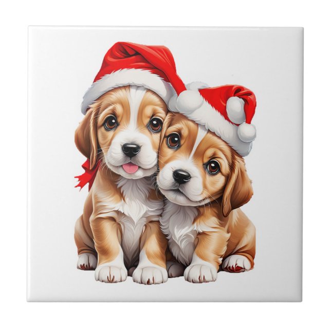 Azulejo Navidades Perros Cachorros (Frente)