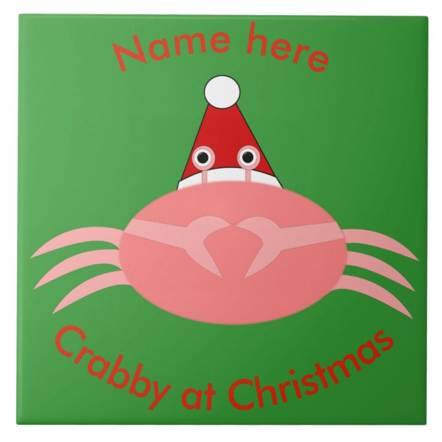 Azulejo Navidades Personalizado de cangrejo Tile (Frente)