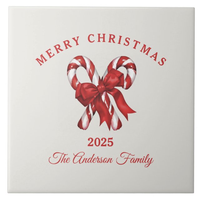 Azulejo Navidades personalizados caramelos con arco (Frente)