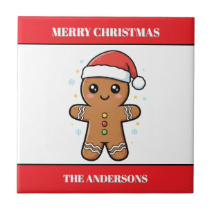 Azulejo Navidades Personalizados de Cute Gingerbread Man