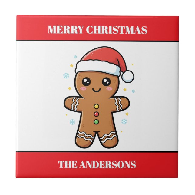 Azulejo Navidades Personalizados de Cute Gingerbread Man (Frente)