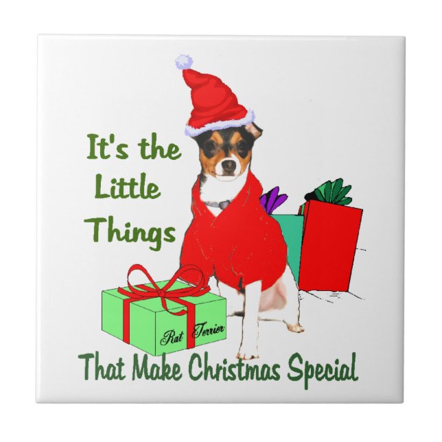 Azulejo Navidades personalizares de Rat Terrier (Frente)