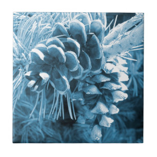 Azulejo Navidades primitivos pino pino pino pinecona azul