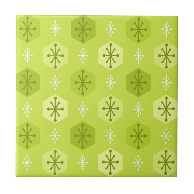 Azulejo Navidades retro Snowflakes Chartreuse (Frente)