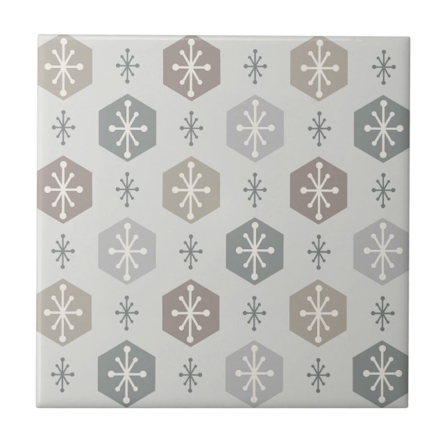 Azulejo Navidades retro Snowflakes Silver Gold (Frente)