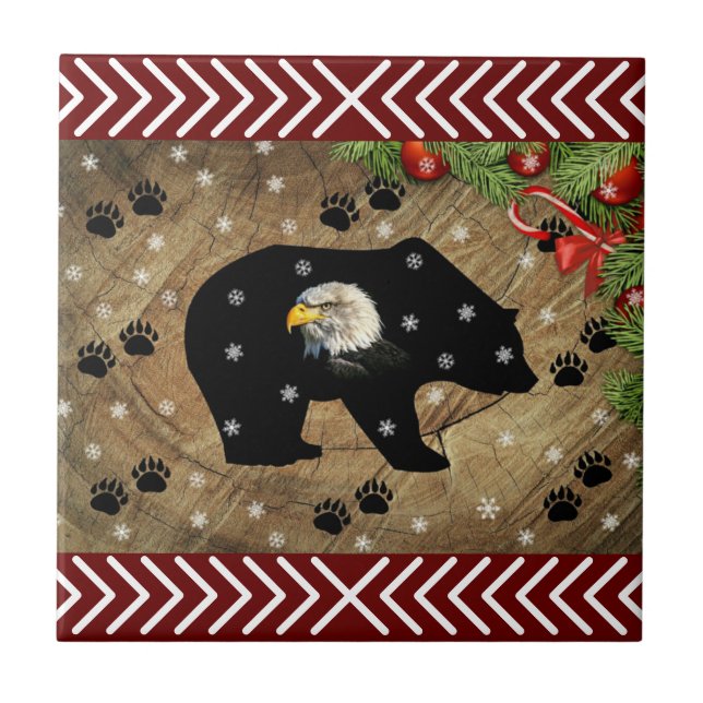 Azulejo Navidades: Salvaje de águila calva de oso negro (Frente)