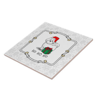 Azulejo Navidades Santa Bichon Frise Dog Cute