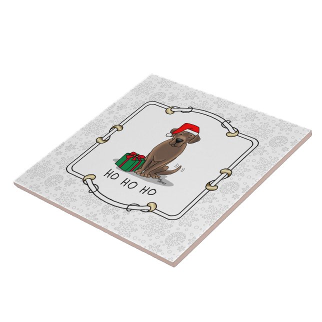 Azulejo Navidades Santa Chocolate Labrador Retriever Cute (Lado)