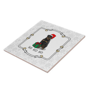 Azulejo Navidades Santa Claus Gorra Rottweiler Dog Funny