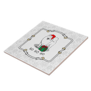 Azulejo Navidades Santa Claus Gorra Samoyed Dog Cute