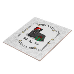 Azulejo Navidades Santa Claus Gorra Skye Terrier (negro)