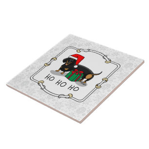 Azulejo Navidades Santa Dachshund (S black & tan) Cute