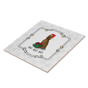 Azulejo Navidades Santa Hat Irish Setter Dog (rojo 1)