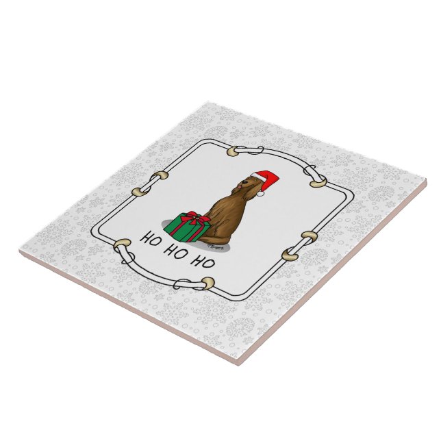 Azulejo Navidades Santa Hat Irish Setter Dog (rojo 1) (Lado)