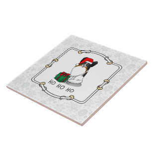 Azulejo Navidades Santa Hat Papillon (tricolor) Perro Cute