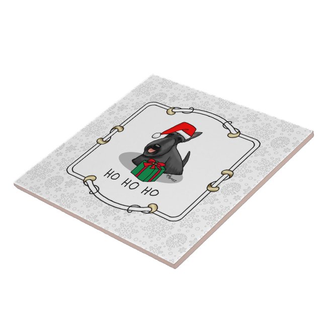 Azulejo Navidades Santa Hat Scottish Terrier (negro) (Lado)