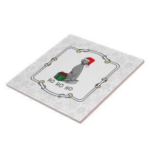 Azulejo Navidades Santa Hat Weimaraner Dog (gris 1) Cute