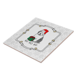 Azulejo Navidades Santa Old English Sheepdog (Gris 1) Cute