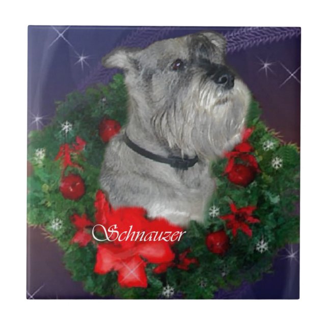 Azulejo Navidades Schnauzer estándar (Frente)