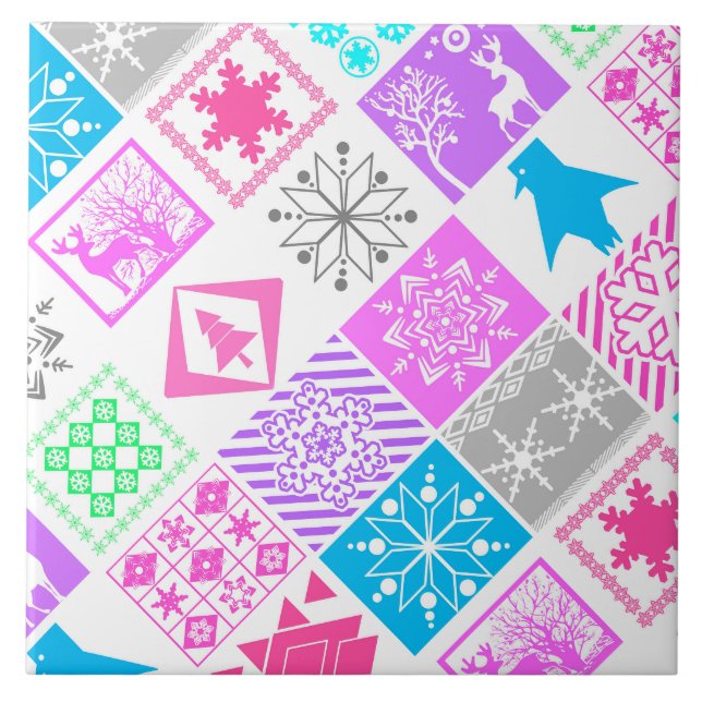Azulejo Navidades sin foco elementos de copo de nieve geom (Frente)