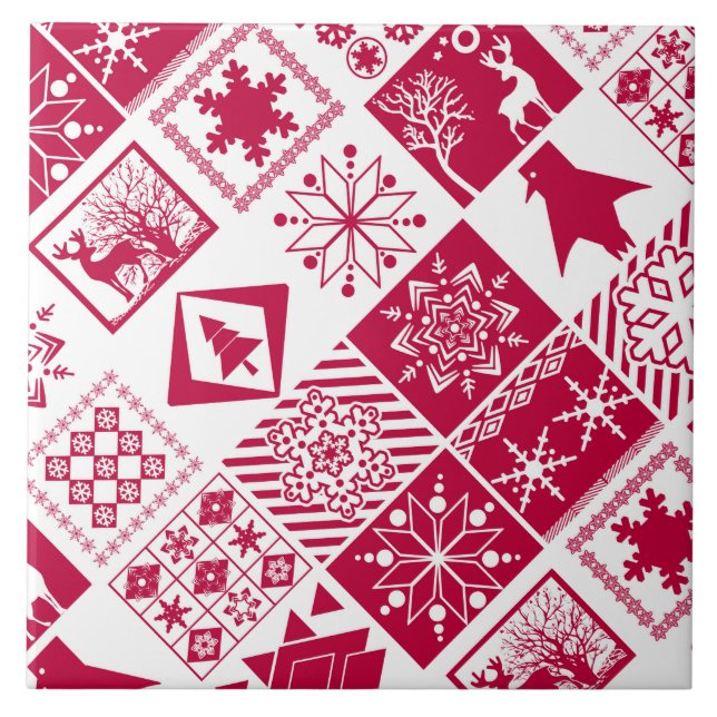 Azulejo Navidades sin foco elementos de copo de nieve geom (Frente)