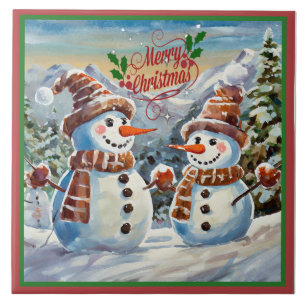 Azulejo Navidades Snowmen, Feliz Navidad,