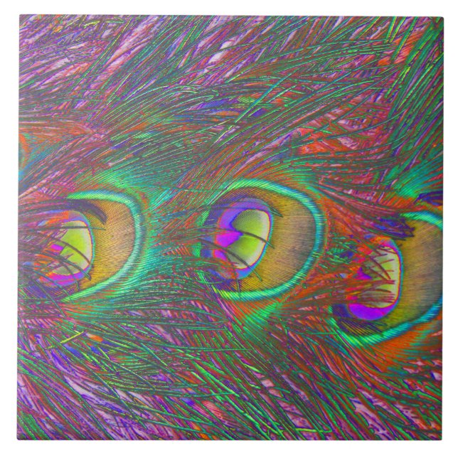 Azulejo Navidades Tinsel Peacock Feathers (Frente)