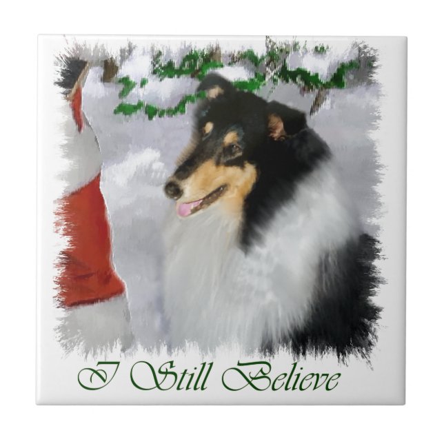 Azulejo Navidades Tri Color Collie (Frente)
