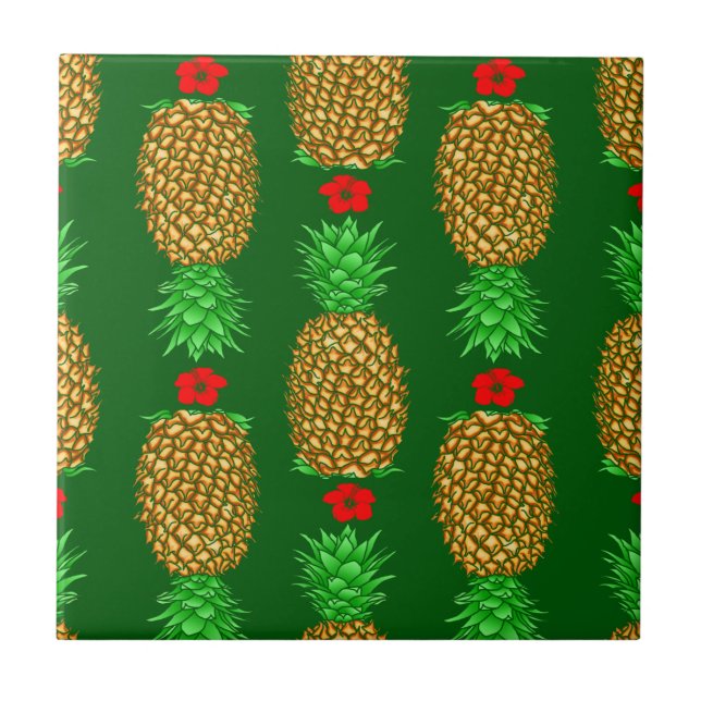 Azulejo Navidades tropicales Piña Noche cálida de Navidad (Frente)