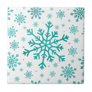 Azulejo Navidades verdes bonitos copan nieve en blanco inv