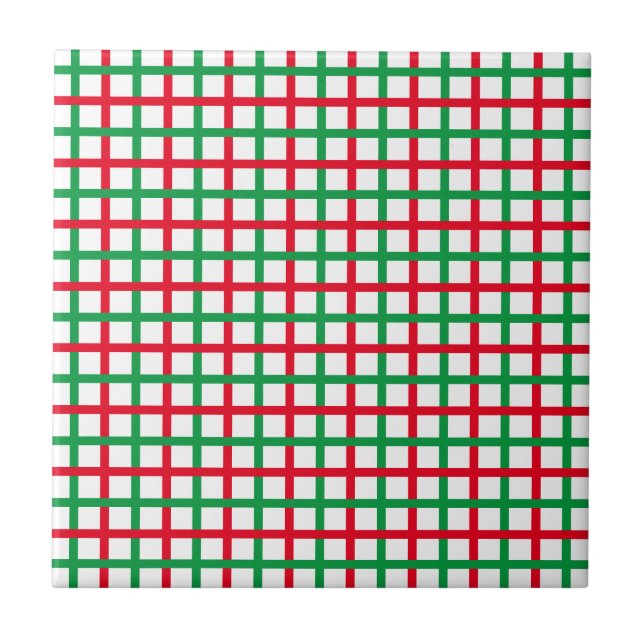 Azulejo Navidades Viernes de patrón rojo verde blanco cuad (Frente)