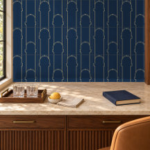 Navy and Gold Art Deco Stepped Arches