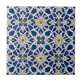 Azulejo Navy Blue and White Moroccan Zellige Mosaic 