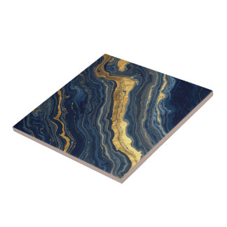 Azulejo Navy & Gold Natural Marble – Luxury Ceramic Tile