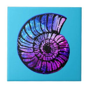 Azulejo Nebulosa con estrellas en el caparazón de Nautilus