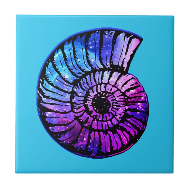 Azulejo Nebulosa con estrellas en el caparazón de Nautilus (Frente)