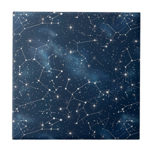 Azulejo Nebulosa de Estrellas Cósmicas Verde Azul Místicas