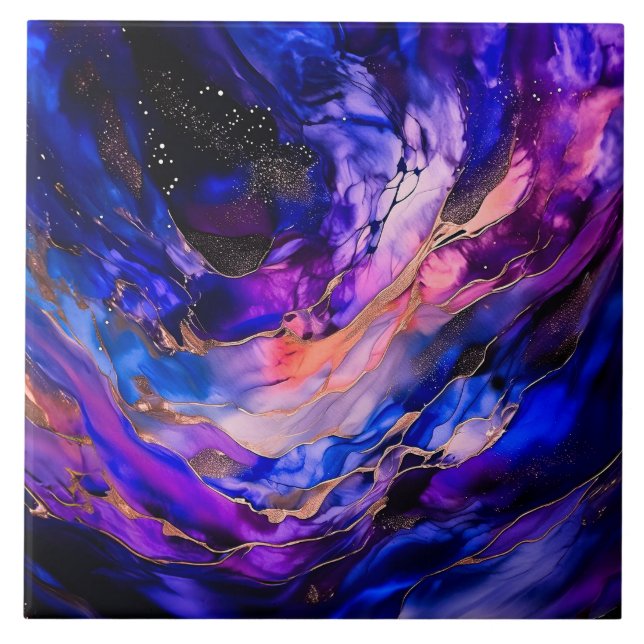 Azulejo Nebulosa del espacio púrpura en tinta de alcohol (Frente)