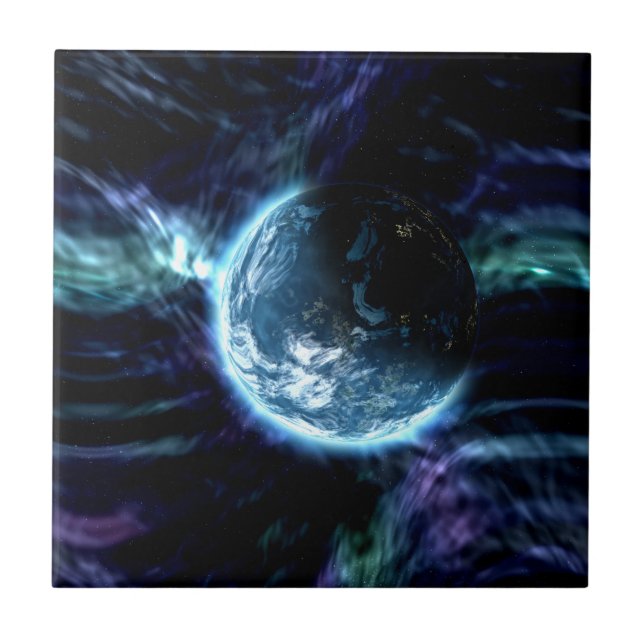 Azulejo Nebulosa estrellada de la aurora del espacio (Frente)